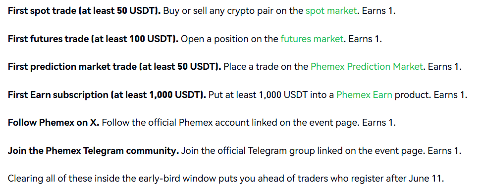 phemex tasks