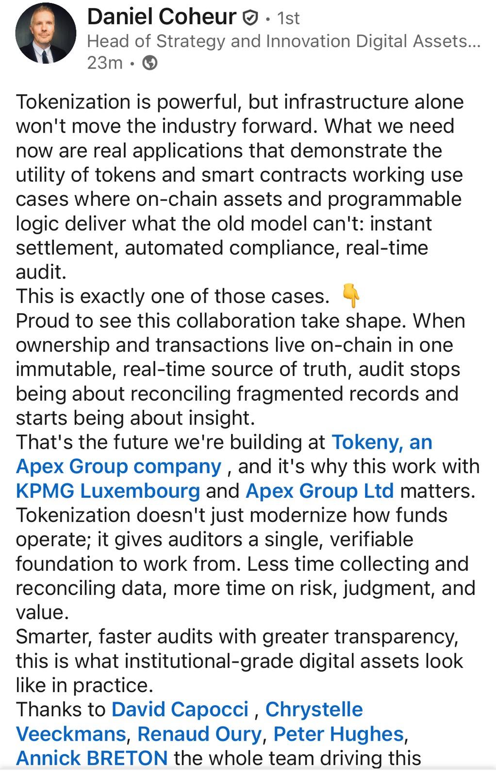 Tokeny Digital Assets Head on the Partnershi[