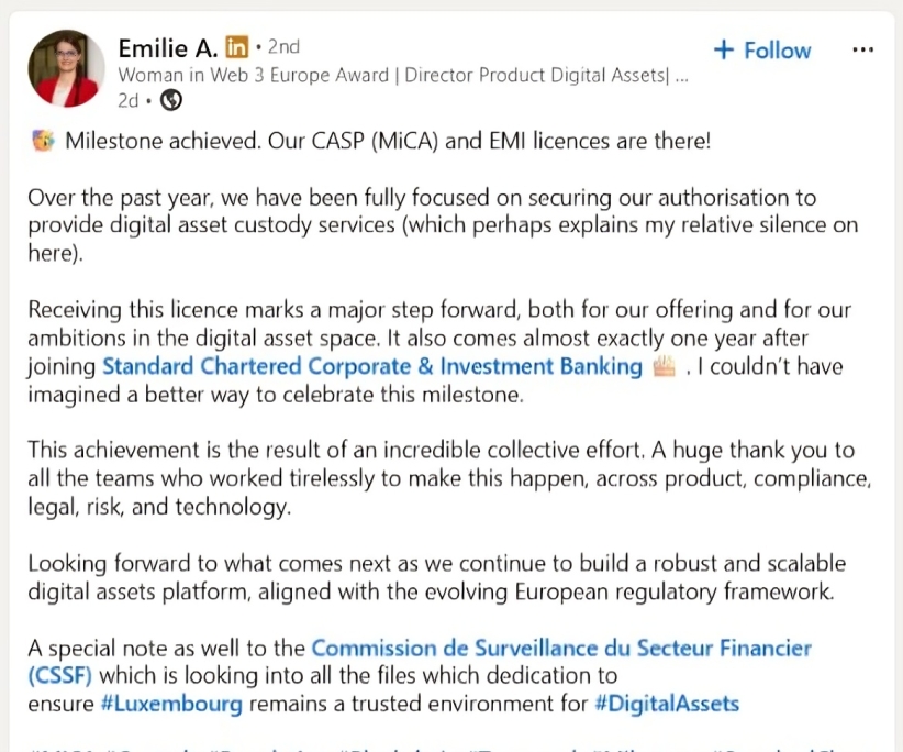 Standard Chartered secures MiCA licence