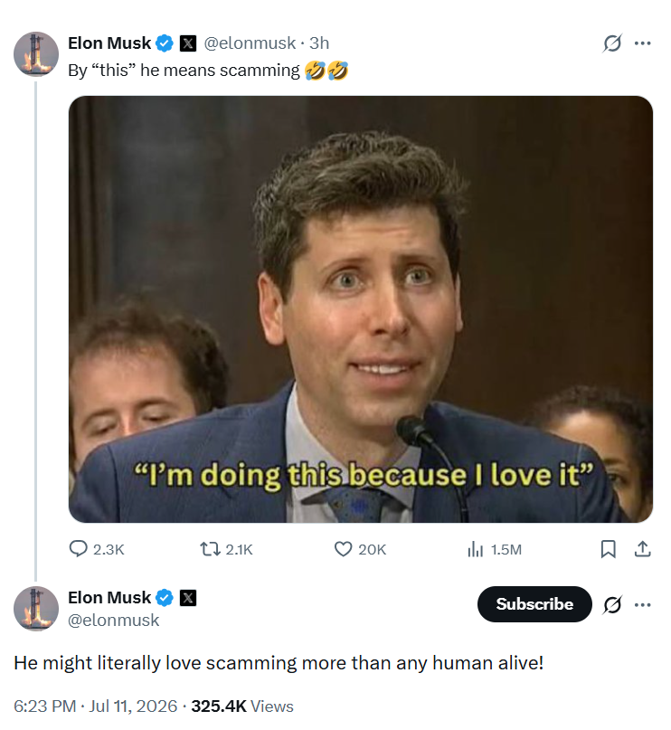 Elon Musk Slams OpenAI CEO Sam Altman