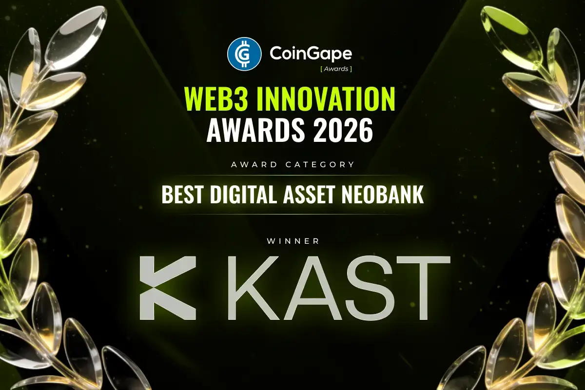 KAST Named Best Digital Asset Neobank at CoinGape Web3 Innovation Awards 2026