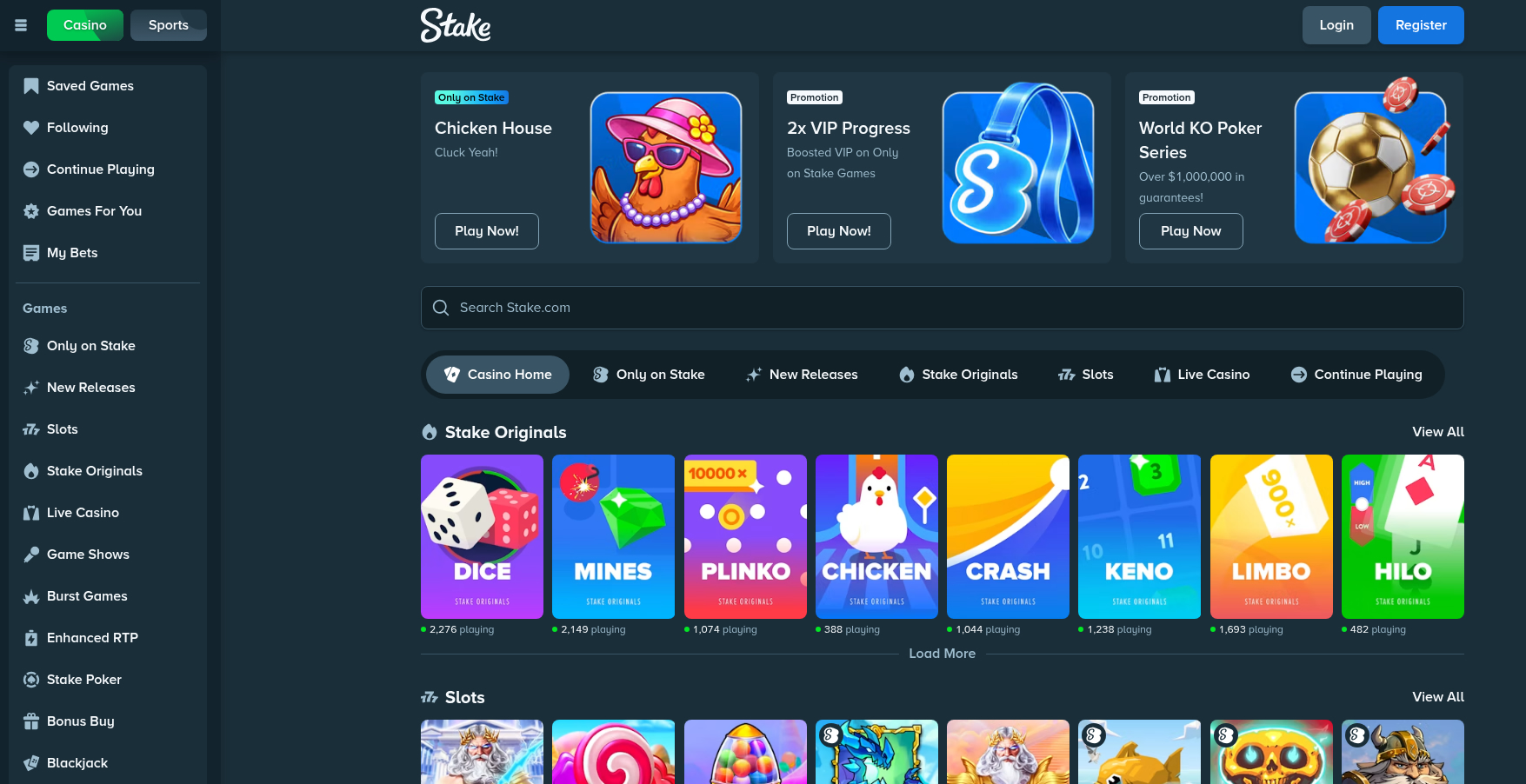 Stake Home page