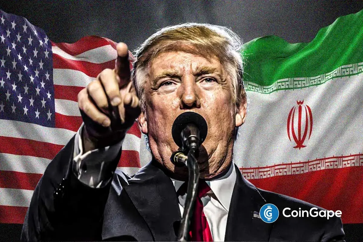 an image of Trump and the U.S. and Iran flags to represent this U.S.-Iran war news