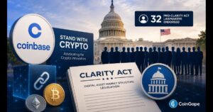 Coinbase Backed Stand With Crypto Endorses 32 Pro-CLARITY Act Lawmakers