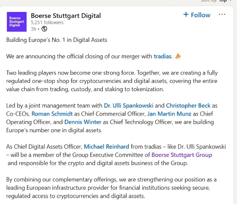 Boerse Stuttgart Digital Merger
