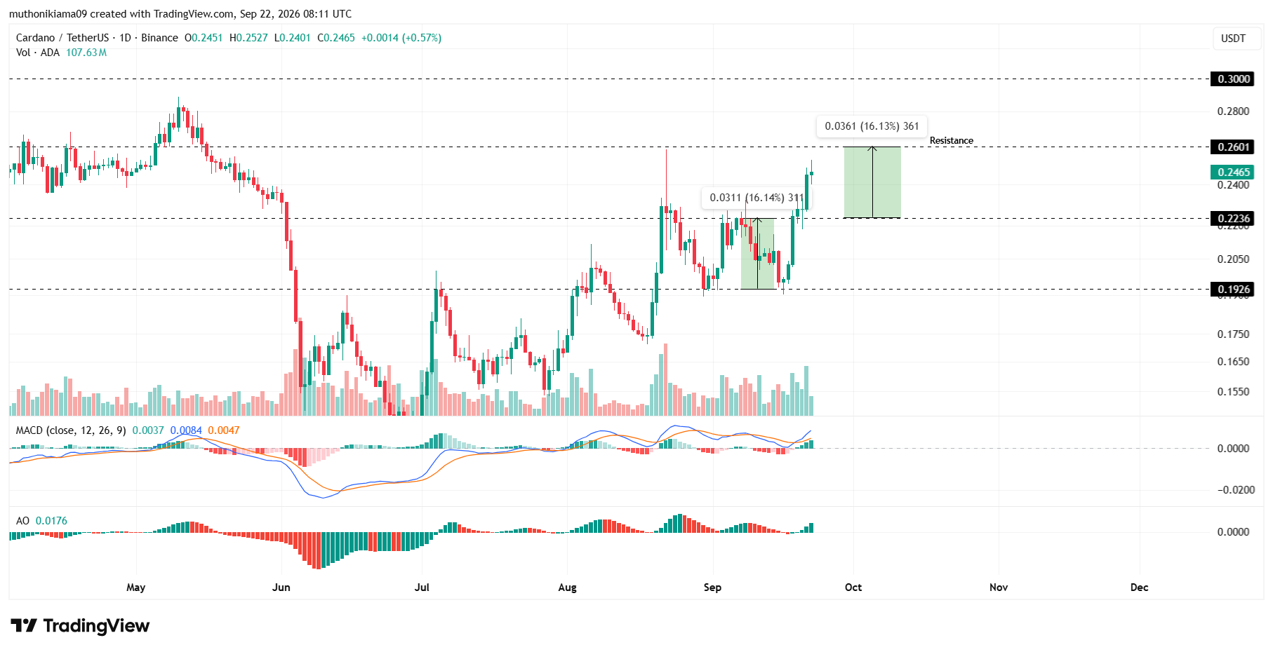 Cardano Closes at Highesty Price Since May