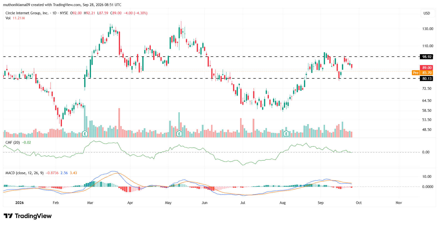 CRCL Stock Outlook as Bears Test Key Support