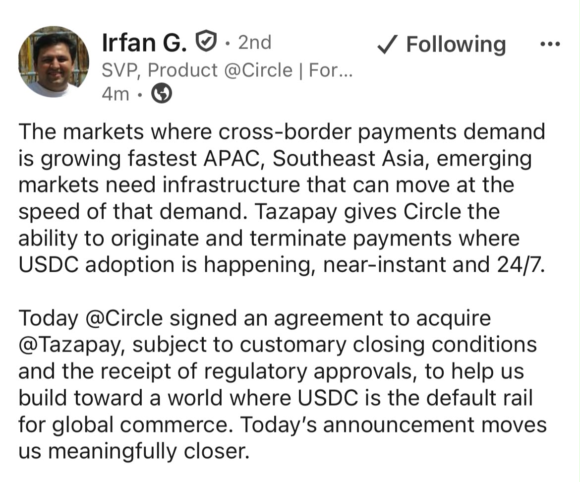 Circle TazaPay deal
