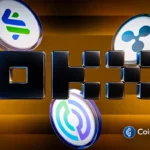 an image of the OKX logo and Ripple, Circle, and StanChart's logo