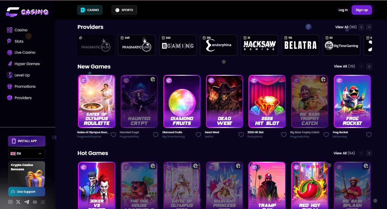 casinocrypto homepage